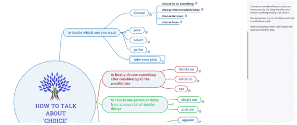 How to talk about CHOICE and CHOOSING - mind map - sample